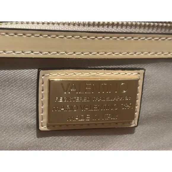 Valentino Bags By Mario Valentino Lena Lavoro Gold Womens Cream Clutch VDA270 - Picture 8 of 8